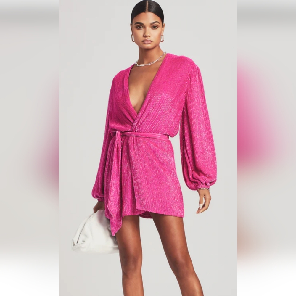 Retrofete Gabrielle Robe Dress in Pink Sequins Size Large NWT